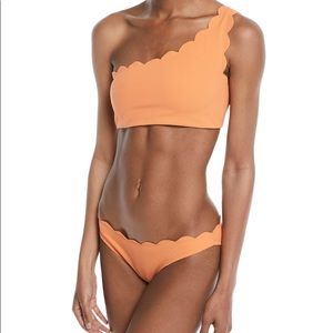 Marysia one shoulder orange scallop bikini